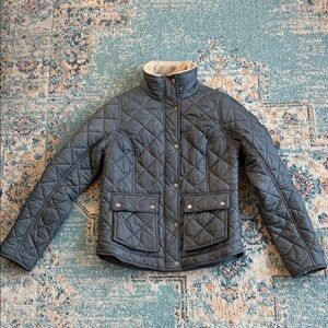 Barbour Cushat Quilted  Women’s Blue Jacket with High Sherpa Collar Size4.